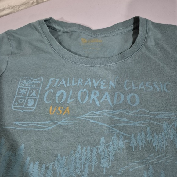 Fjallraven Top Womens XS Teal Green V-Neck T-Shirt Colorado Hiking Outdoor - Picture 3 of 10